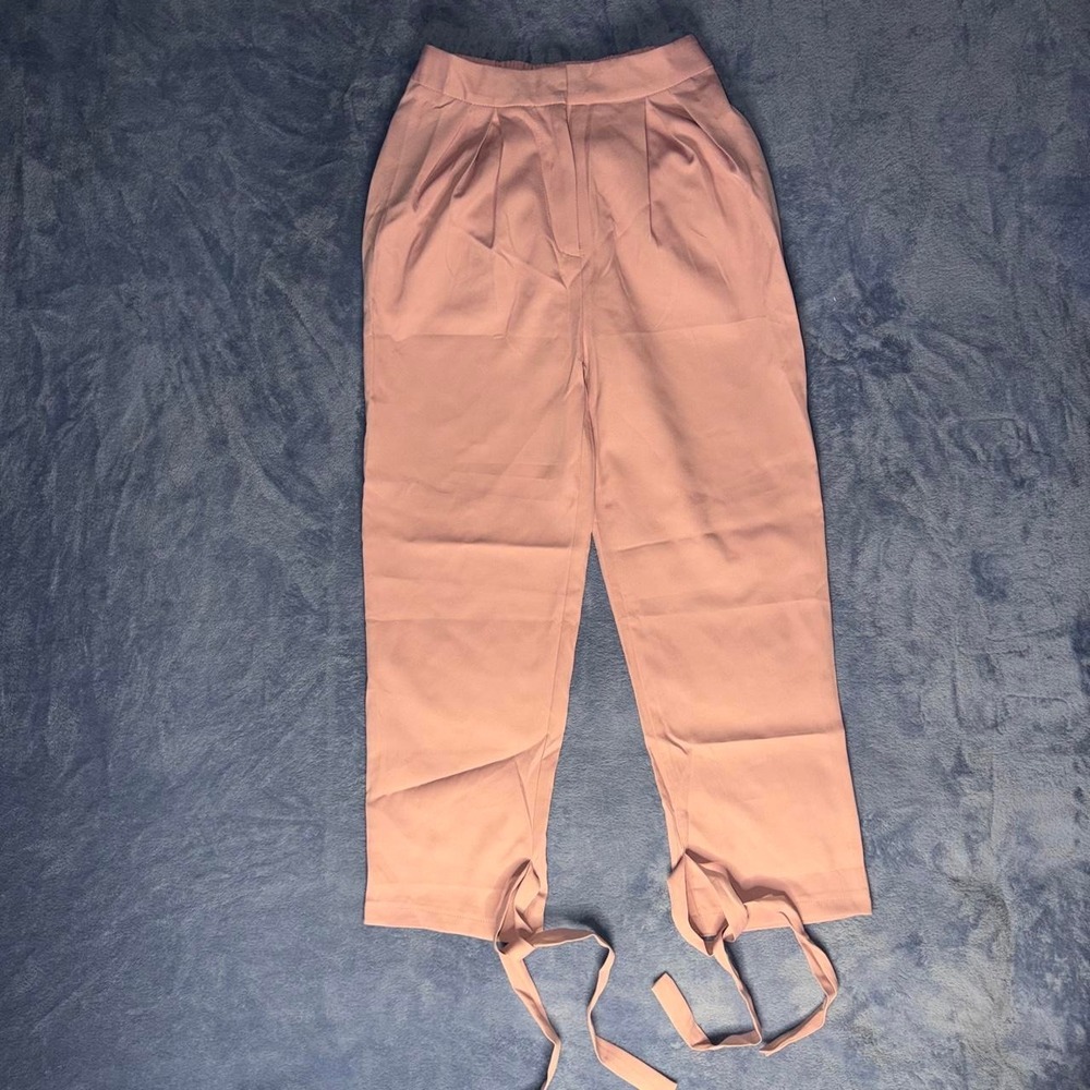 Glamaker pink wide leg pants with tie detail women size s